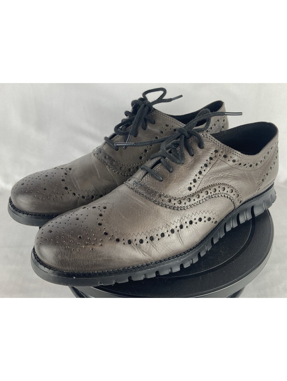 Men’s 9.5 Cole Haan ZEROGRAND Wingtip Oxfords Grey Dress Leather Shoes C30720